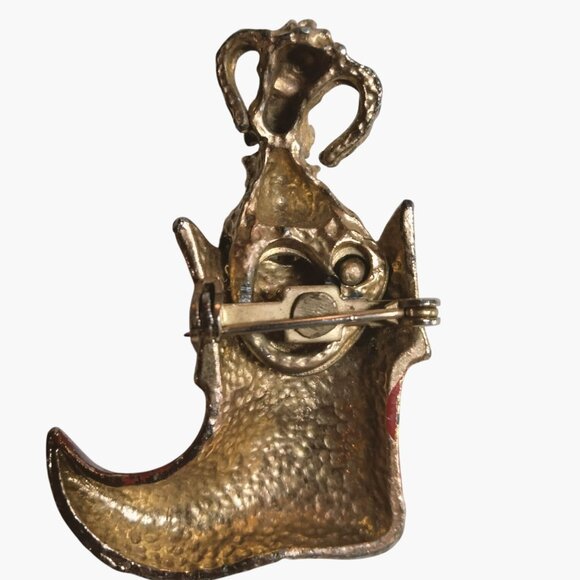 Poodle Boot Pin Brooch Dog Puppy Vintage Christmas Holiday Jewelry - Picture 5 of 5